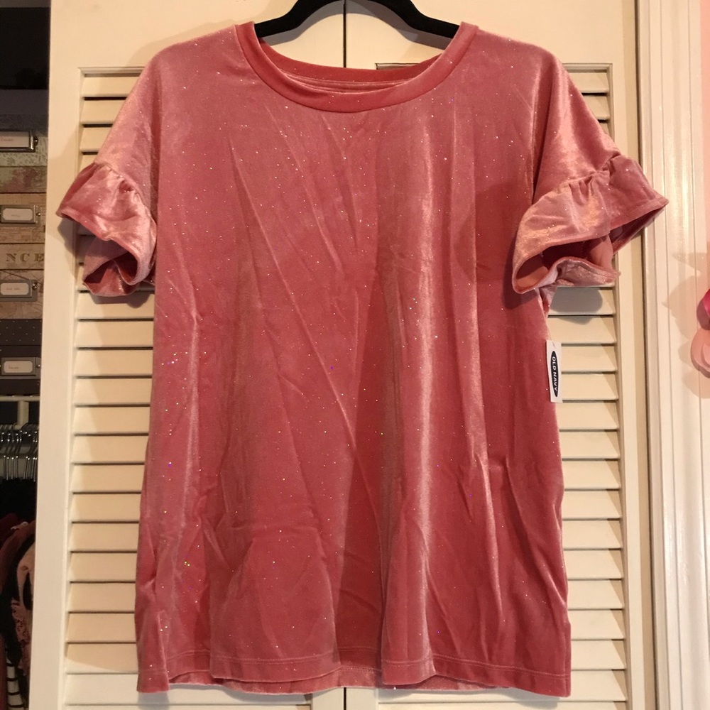 Pink glittery velvet top